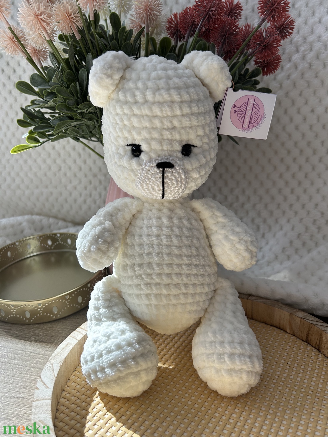 Horgolt maci  (törtfehér) - játék & sport - plüssállat & játékfigura - maci - Meska.hu