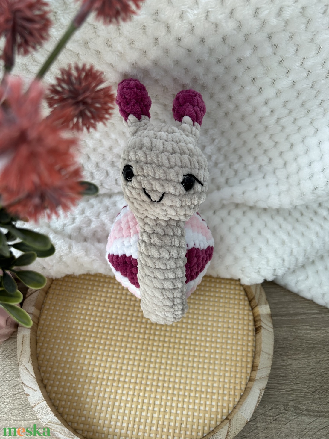 Horgolt csiga (rózsaszín) - játék & sport - plüssállat & játékfigura - csiga - Meska.hu