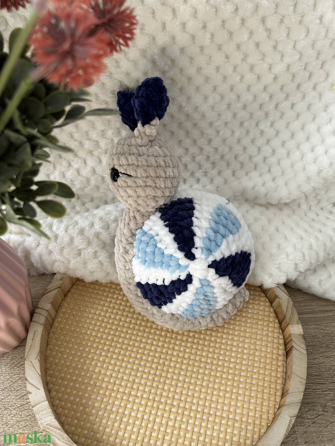 Horgolt csiga (sötétkék) - játék & sport - plüssállat & játékfigura - csiga - Meska.hu