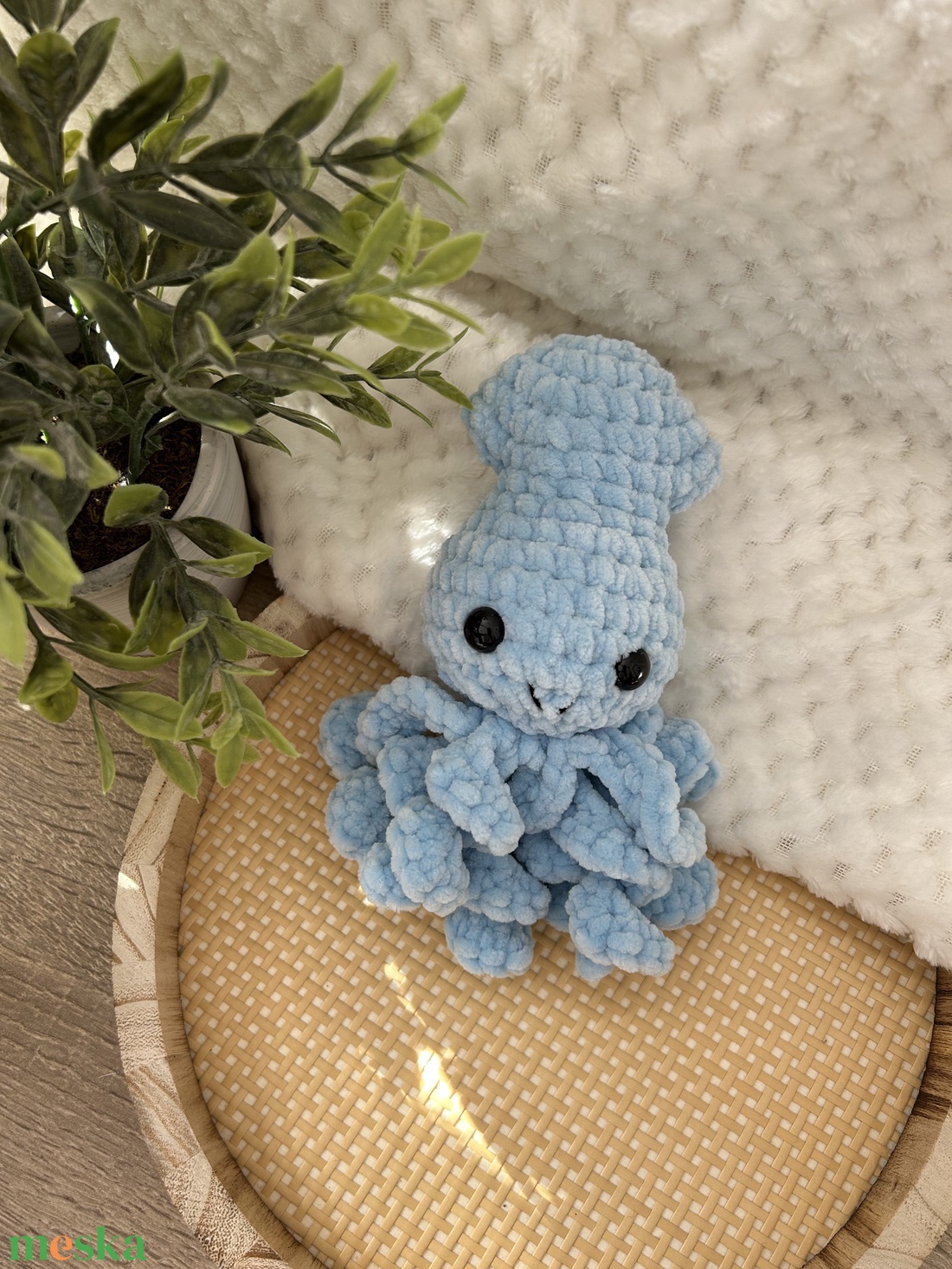 Horgolt tintahal (világoskék) - játék & sport - plüssállat & játékfigura - más figura - Meska.hu