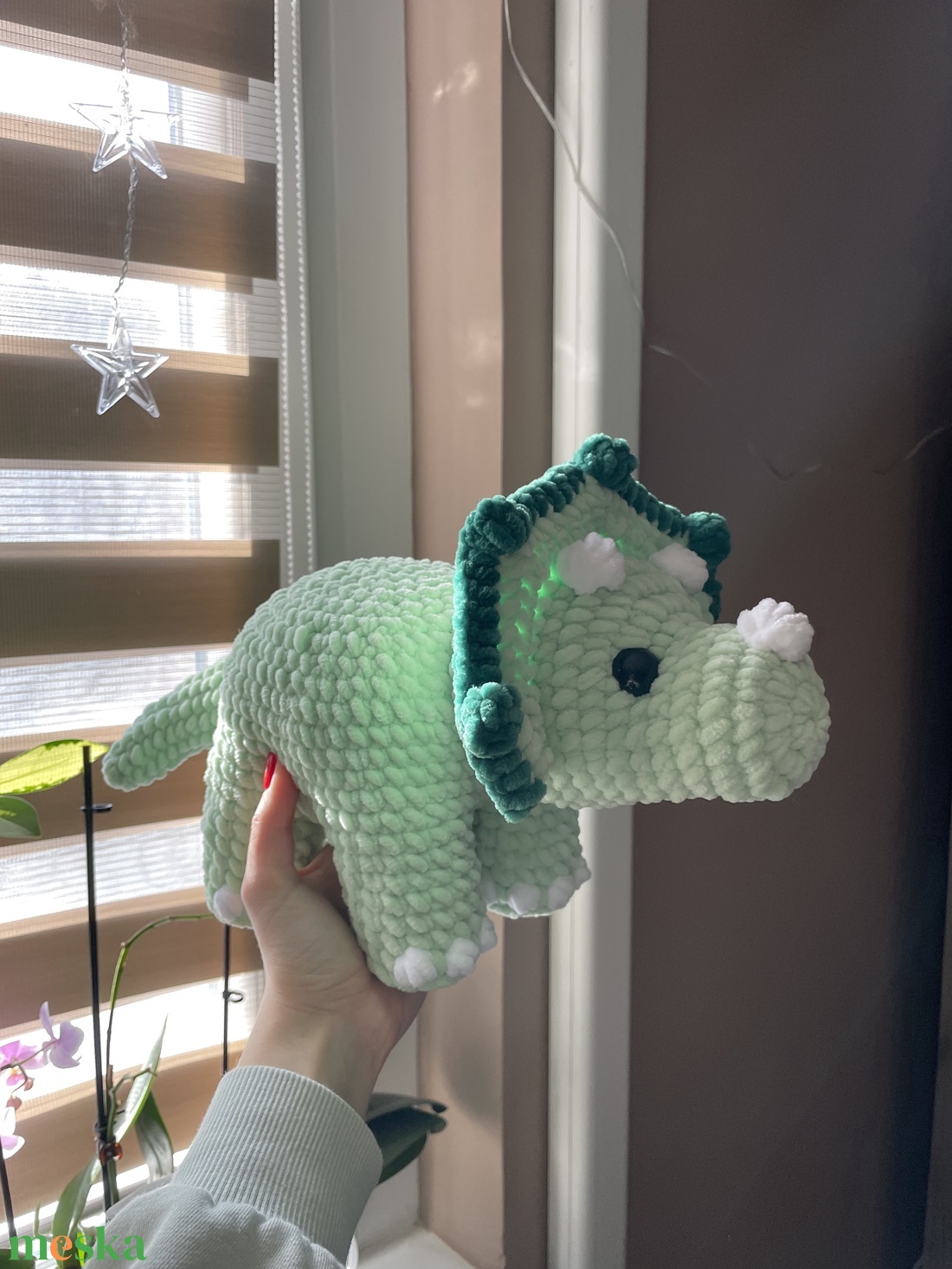 Horgolt plüss triceratopsz dínó - játék & sport - plüssállat & játékfigura - plüss dínók - Meska.hu