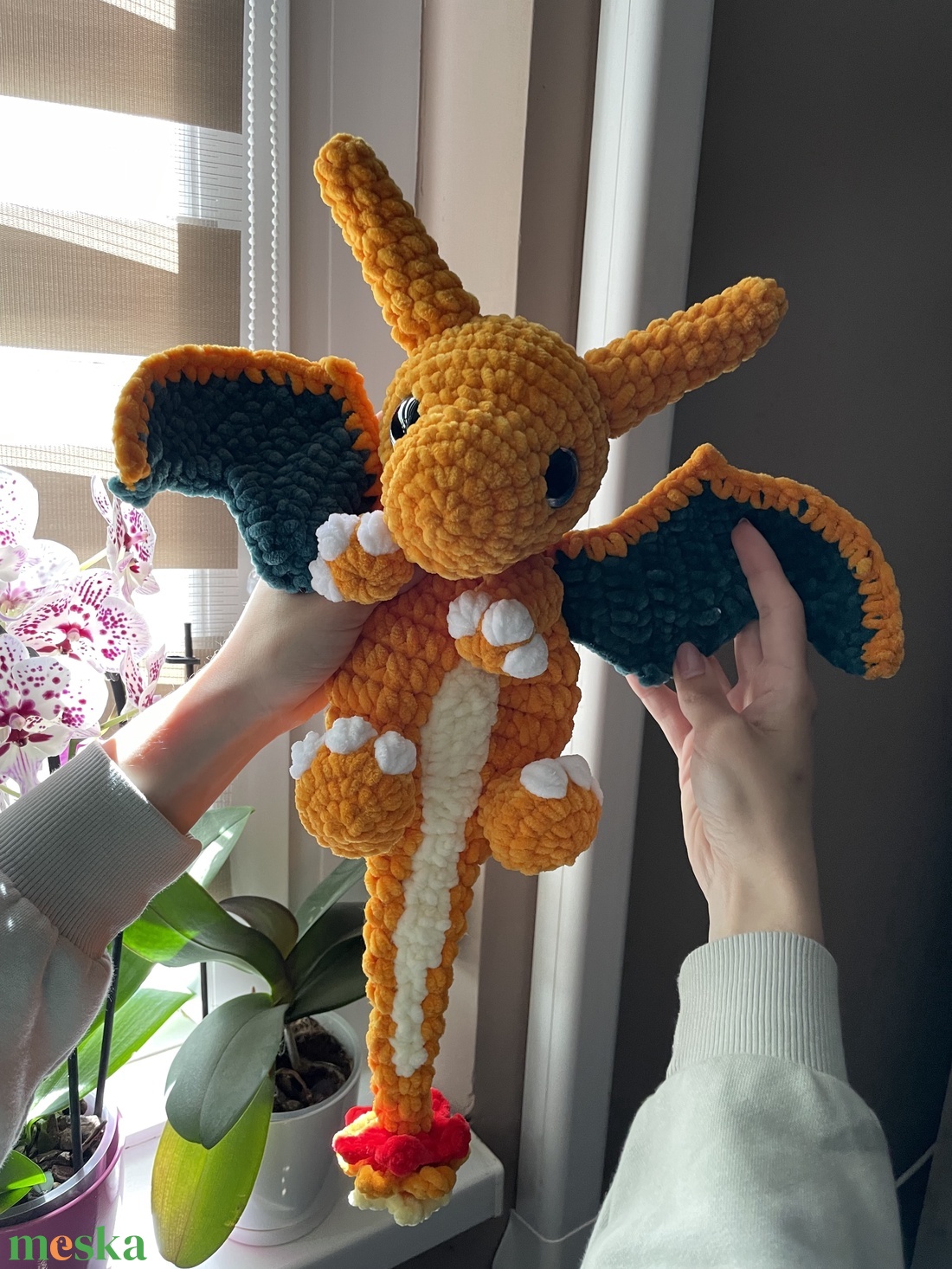Horgolt plüss Charizard sárkány szundipajtás - játék & sport - plüssállat & játékfigura - plüss sárkány - Meska.hu