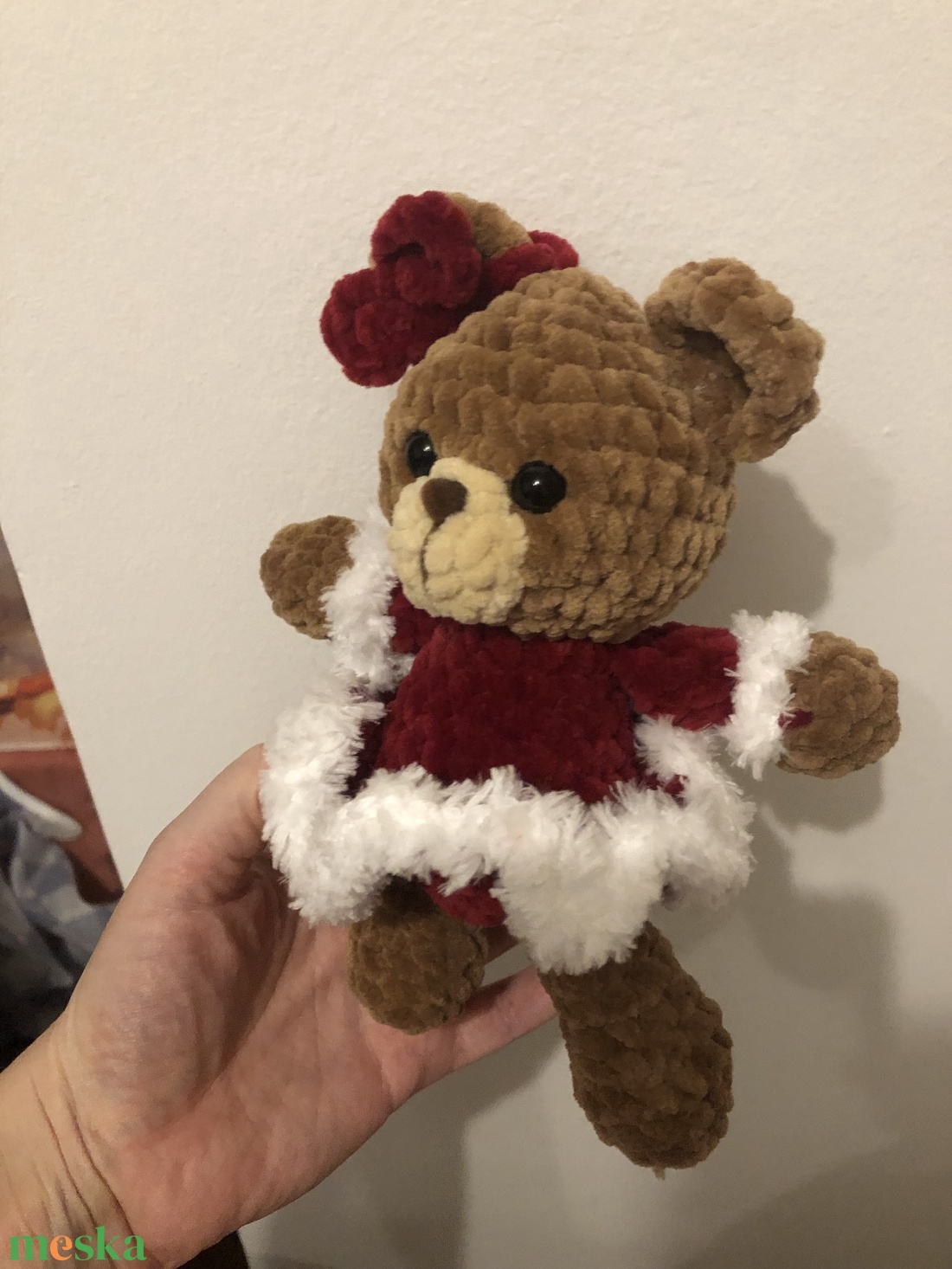 Horgolt karácsonyi maci - játék & sport - plüssállat & játékfigura - maci - Meska.hu
