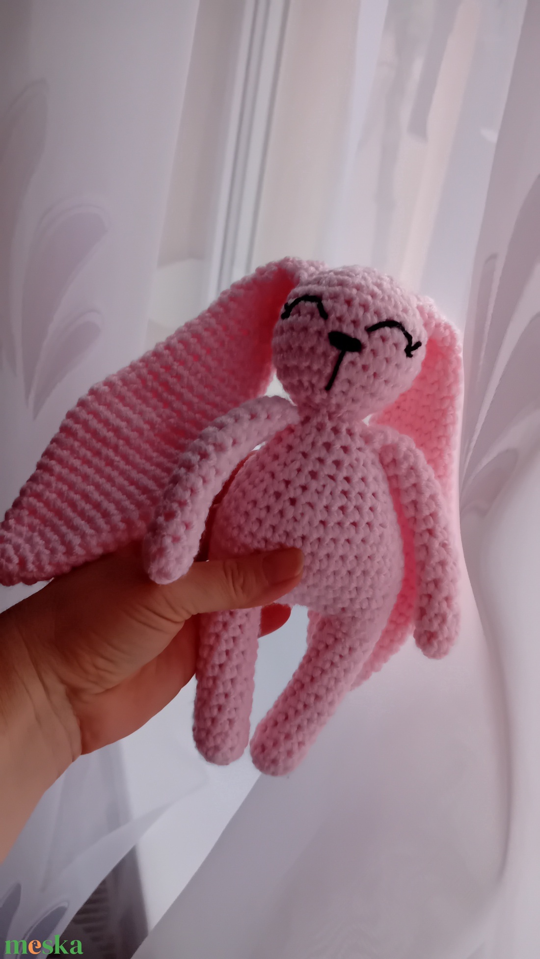 Rózsaszín hosszú fülű nyuszi - játék & sport - plüssállat & játékfigura - nyuszi - Meska.hu