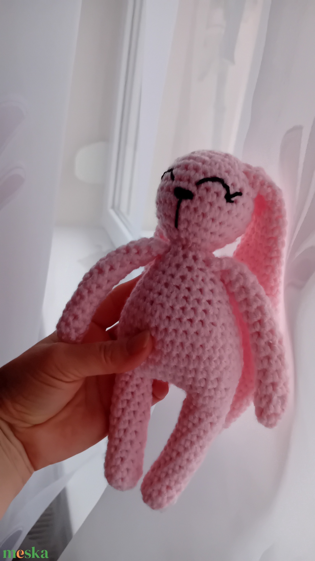 Rózsaszín hosszú fülű nyuszi - játék & sport - plüssállat & játékfigura - nyuszi - Meska.hu