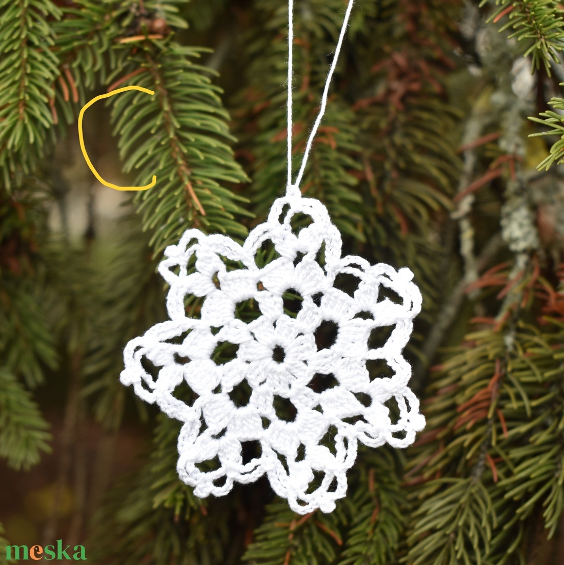Horgolt hópehely - karácsonyfadísz  - karácsony - karácsonyi lakásdekoráció - karácsonyfadíszek - Meska.hu