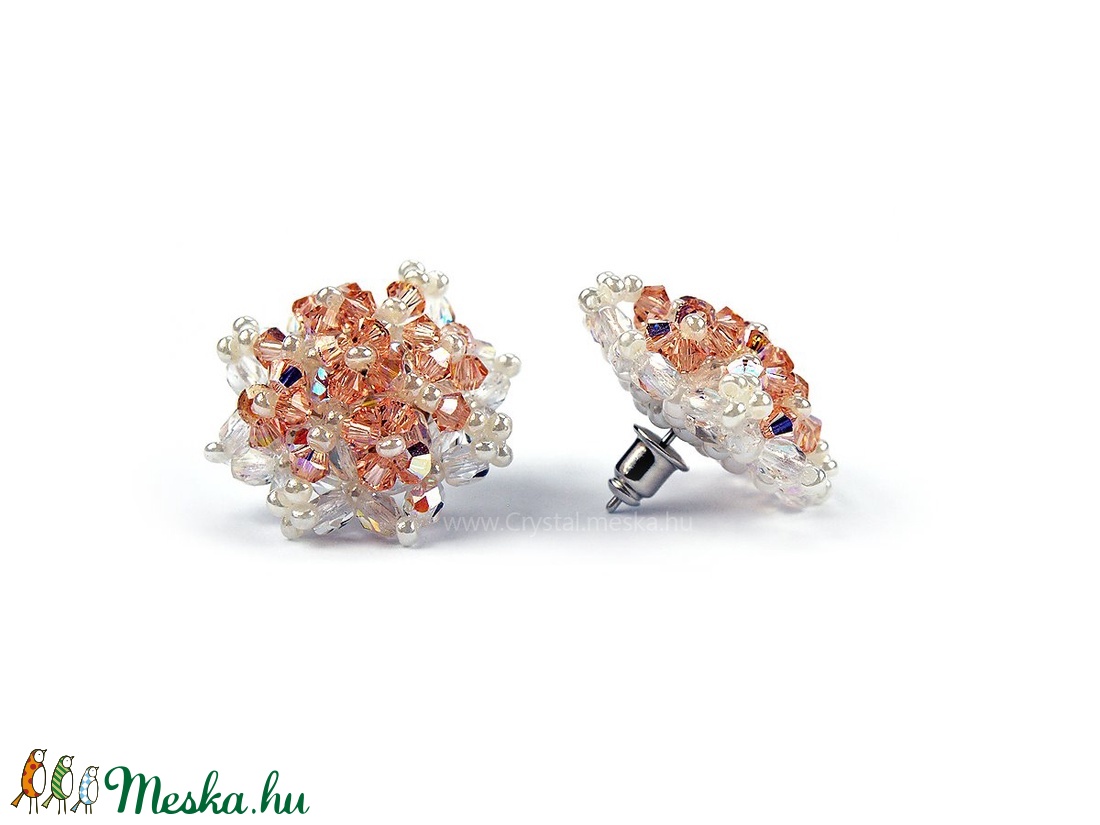 Hópihe Swarovski kristály fülbevaló (Light Peach AB) - ékszer - fülbevaló - Meska.hu