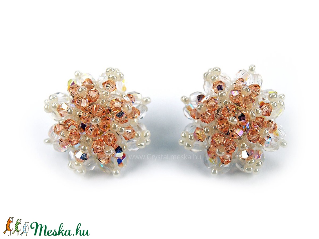 Hópihe Swarovski kristály fülbevaló (Light Peach AB) - ékszer - fülbevaló - Meska.hu