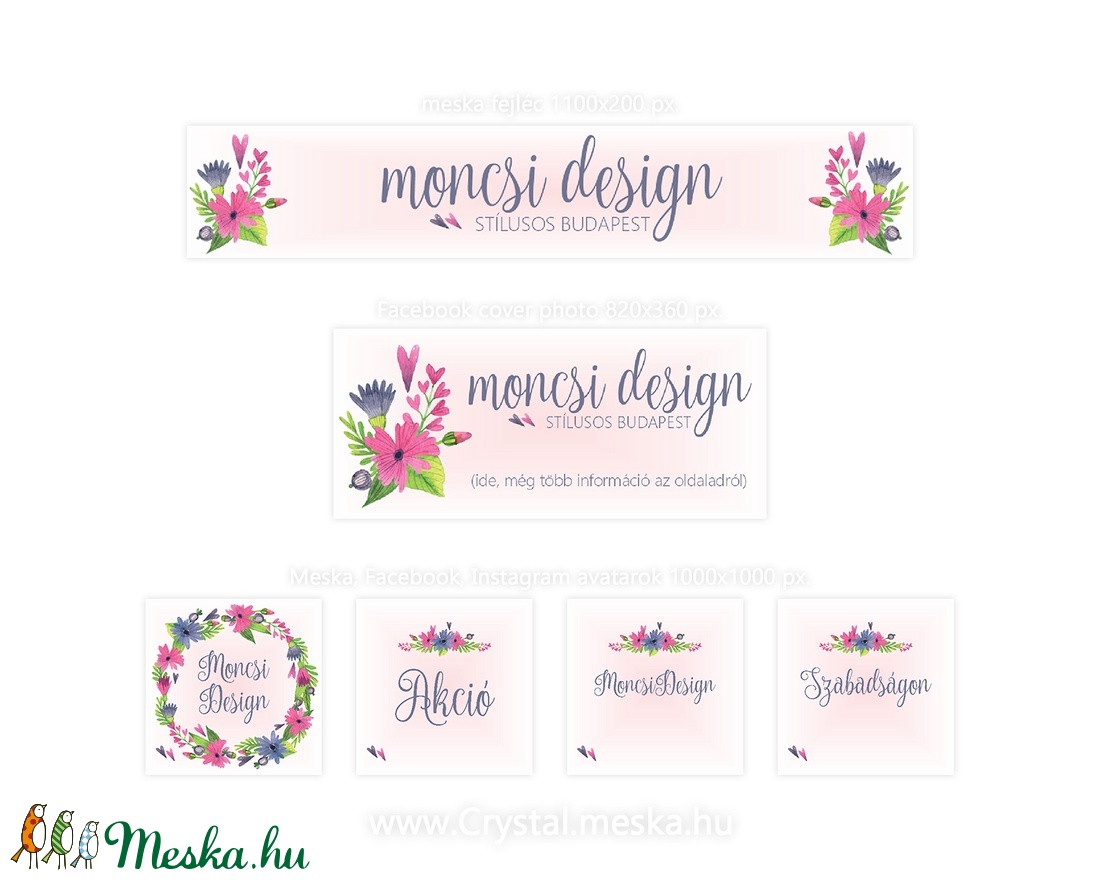 Meska bolt szett, Bolt Fejléckép, Bolt Logó, profil kép, Egyedi Tervezés, arculat, logo, Névjegy, design, szerkesztés - művészet - grafika & illusztráció - Meska.hu