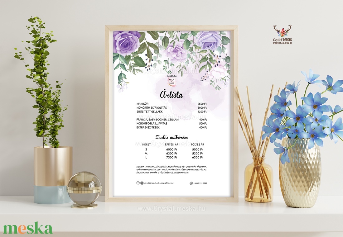 Digitális árlista PDF, JPEG, A4 design szerkesztés, Manikűr Árlista, Műkörmös Árlista, Egyedi digitális tervezés - művészet - grafika & illusztráció - digitális - Meska.hu