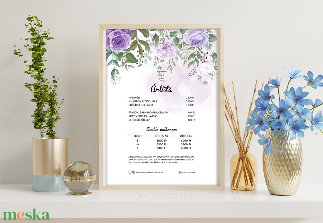 Digitális árlista PDF, JPEG, A4 design szerkesztés, Manikűr Árlista, Műkörmös Árlista, Egyedi digitális tervezés - művészet - grafika & illusztráció - digitális - Meska.hu