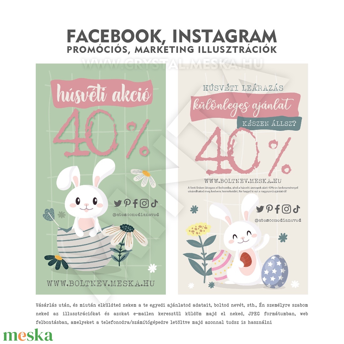 4 db Facebook Instagram történet kép tervek, marketing illusztrációk, informatív digitális social media fájlok PDF JPEG  - művészet - grafika & illusztráció - digitális - Meska.hu