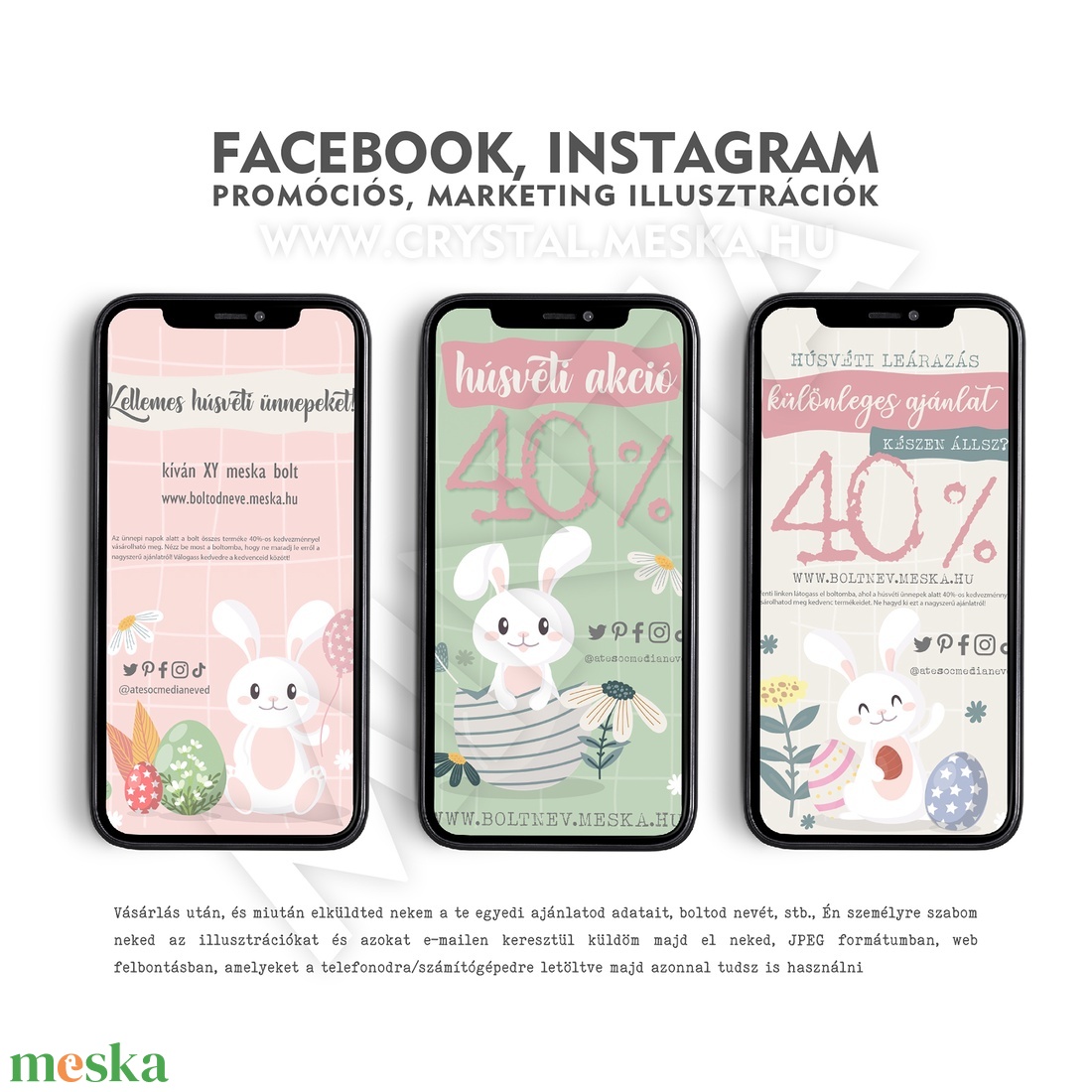 4 db Facebook Instagram történet kép tervek, marketing illusztrációk, informatív digitális social media fájlok PDF JPEG  - művészet - grafika & illusztráció - digitális - Meska.hu