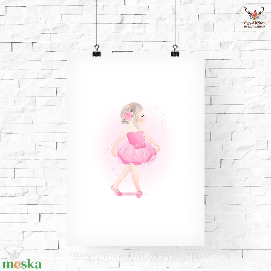 Balerina Digitális Poszter, gyerekszoba dekoráció, lány szoba digitális kép, nyomtatható PDF, JPEG - művészet - grafika & illusztráció - digitális - Meska.hu