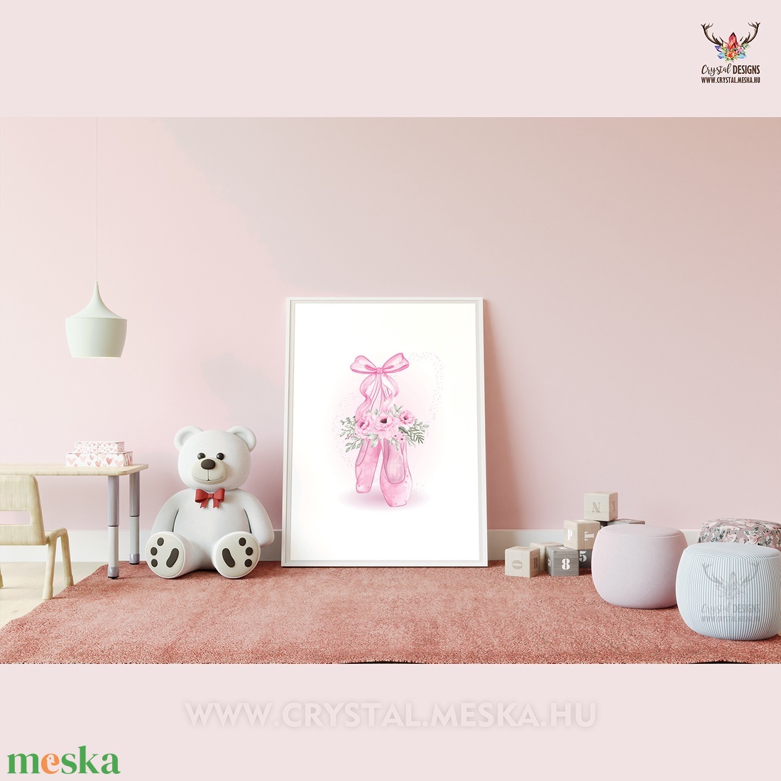 Balerina cipő Digitális Poszter, gyerekszoba dekoráció, lány szoba digitális kép, nyomtatható PDF, JPEG - művészet - grafika & illusztráció - digitális - Meska.hu