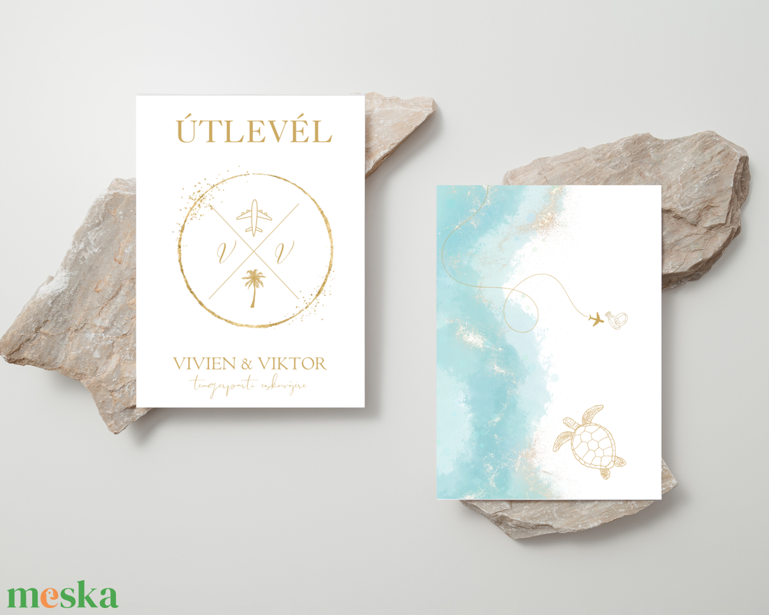 Útlevél esküvői meghívó DIGITÁLIS - BRISELLE a tenger varázsa - esküvő - meghívó & kártya - meghívó - Meska.hu