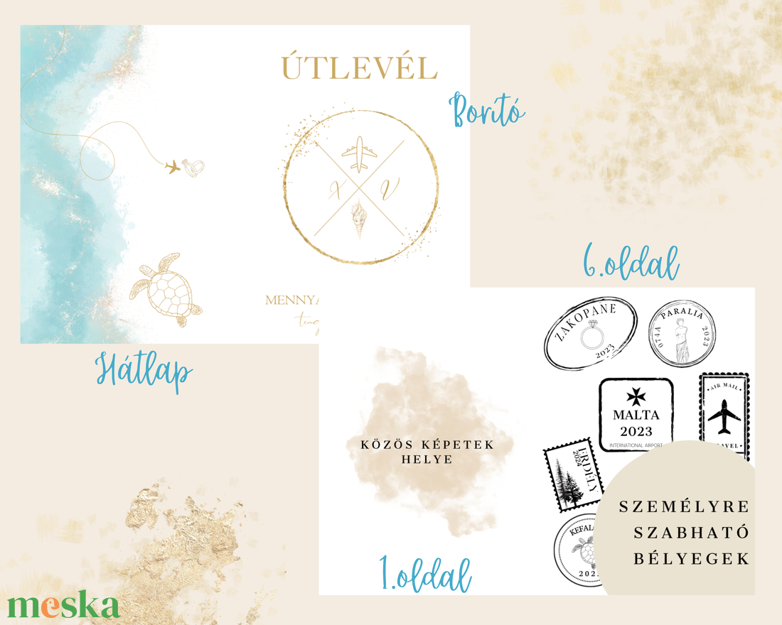 Útlevél esküvői meghívó DIGITÁLIS - BRISELLE a tenger varázsa - esküvő - meghívó & kártya - meghívó - Meska.hu