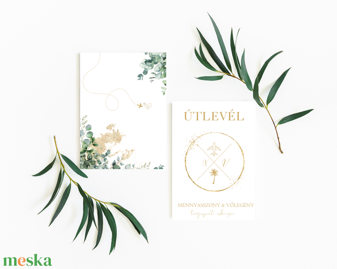 Útlevél esküvői meghívó DIGITÁLIS - EUCALYPTUS a zöld mámor - esküvő - meghívó & kártya - meghívó - Meska.hu