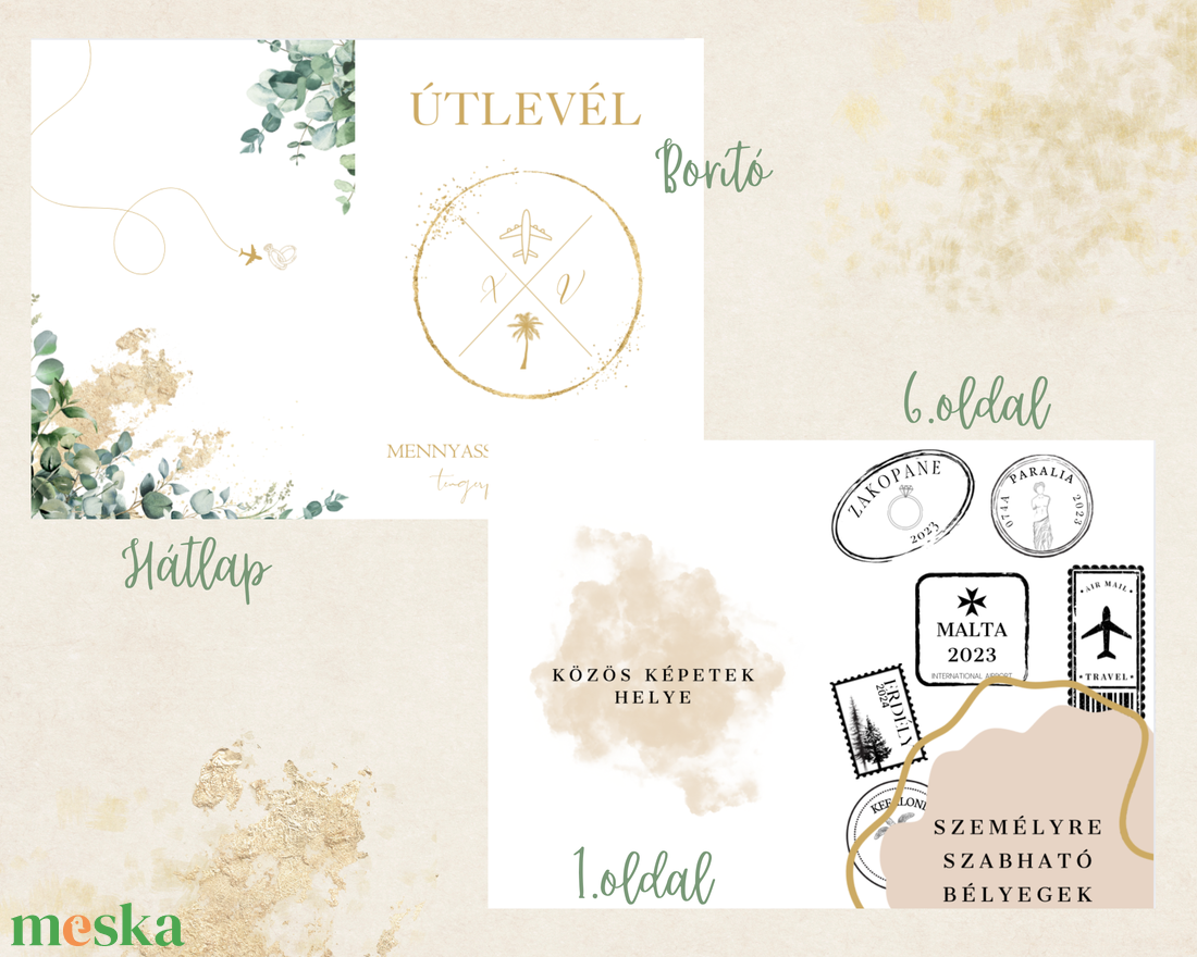 Útlevél esküvői meghívó DIGITÁLIS - EUCALYPTUS a zöld mámor - esküvő - meghívó & kártya - meghívó - Meska.hu