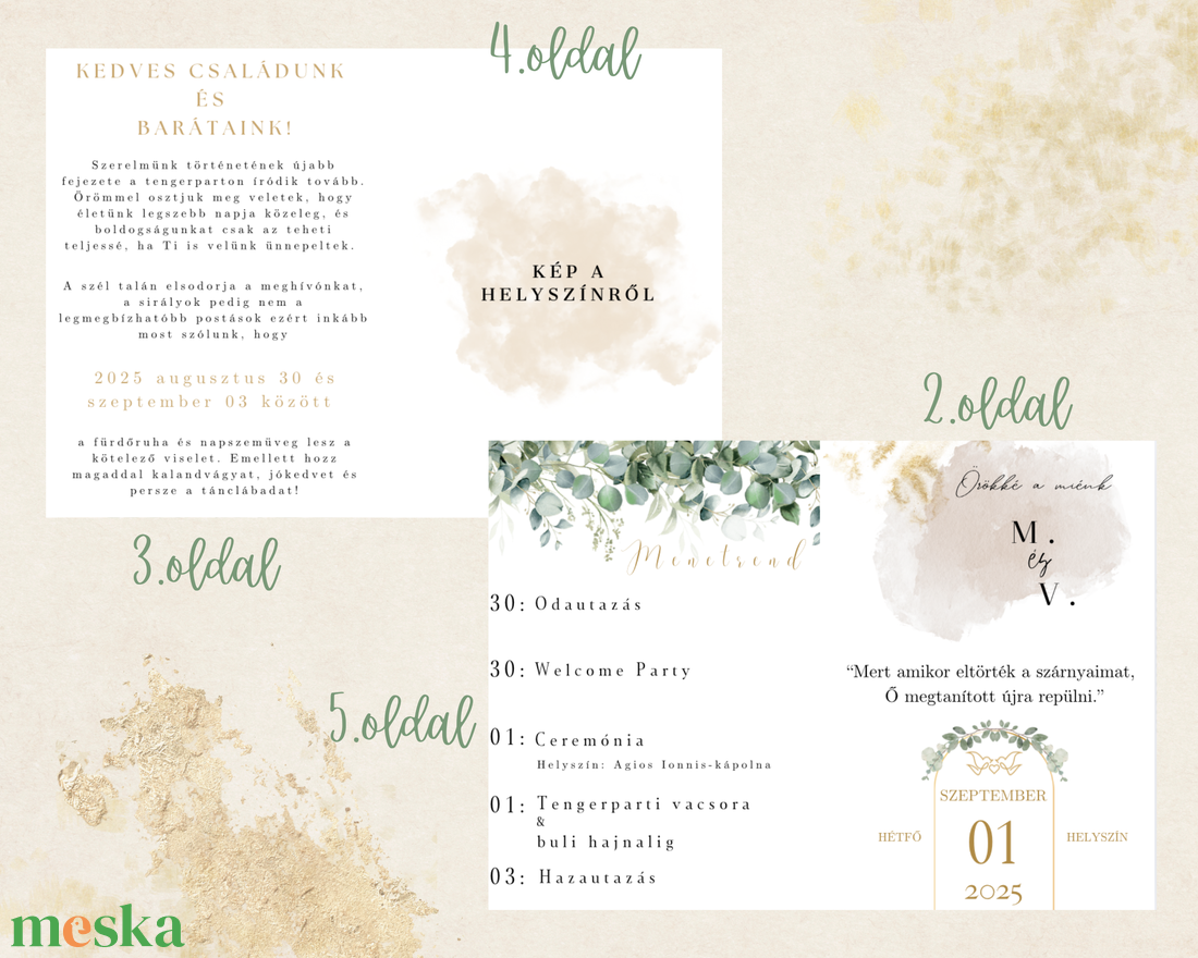 Útlevél esküvői meghívó DIGITÁLIS - EUCALYPTUS a zöld mámor - esküvő - meghívó & kártya - meghívó - Meska.hu
