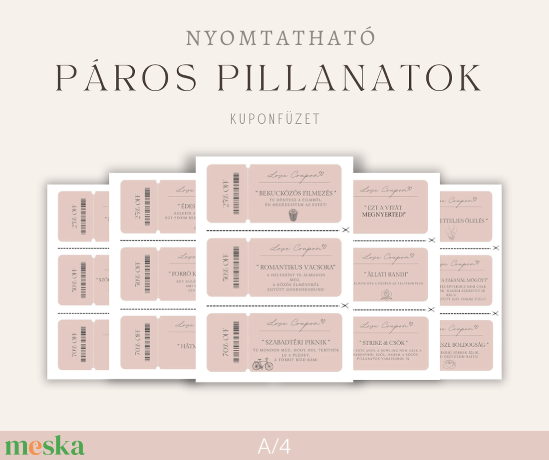 Páros Pillanatok romantikus kuponfüzet szerelmespároknak - Nyomtatható, digitális termék - otthon & életmód - papír, írószer - ajándékozás kellékei - ajándékkísérő - Meska.hu