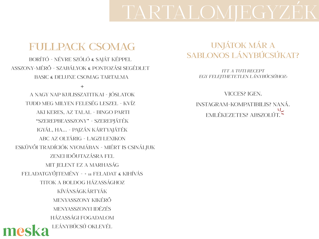 Lánybúcsú feladatgyűjtemény - ULTIMATE FULLPACK - 48 oldalas nyomtatható PDF - Személyre szabott - esküvő - lánybúcsú - Meska.hu