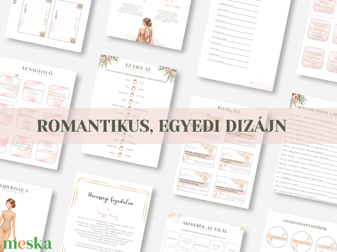 Lánybúcsú feladatgyűjtemény - ULTIMATE FULLPACK - 48 oldalas nyomtatható PDF - Személyre szabott - esküvő - lánybúcsú - Meska.hu