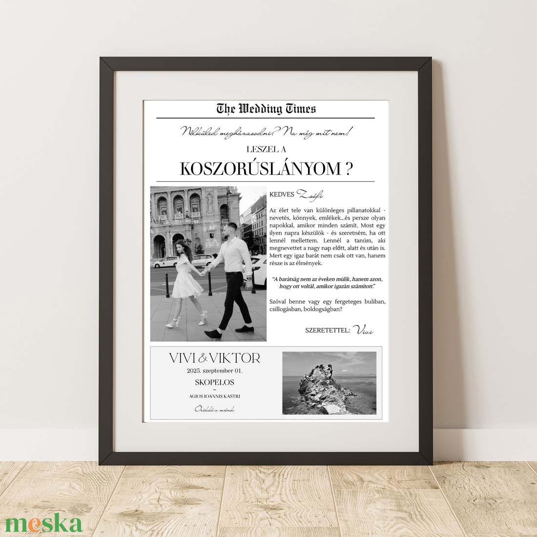 Minimalista, vintage újság stílusú prémium ESKÜVŐI FELKÉRŐ - Tanú, koszorúslány, násznagy vagy más fontos szerepekre - esküvő - meghívó & kártya - tanú felkérő - Meska.hu
