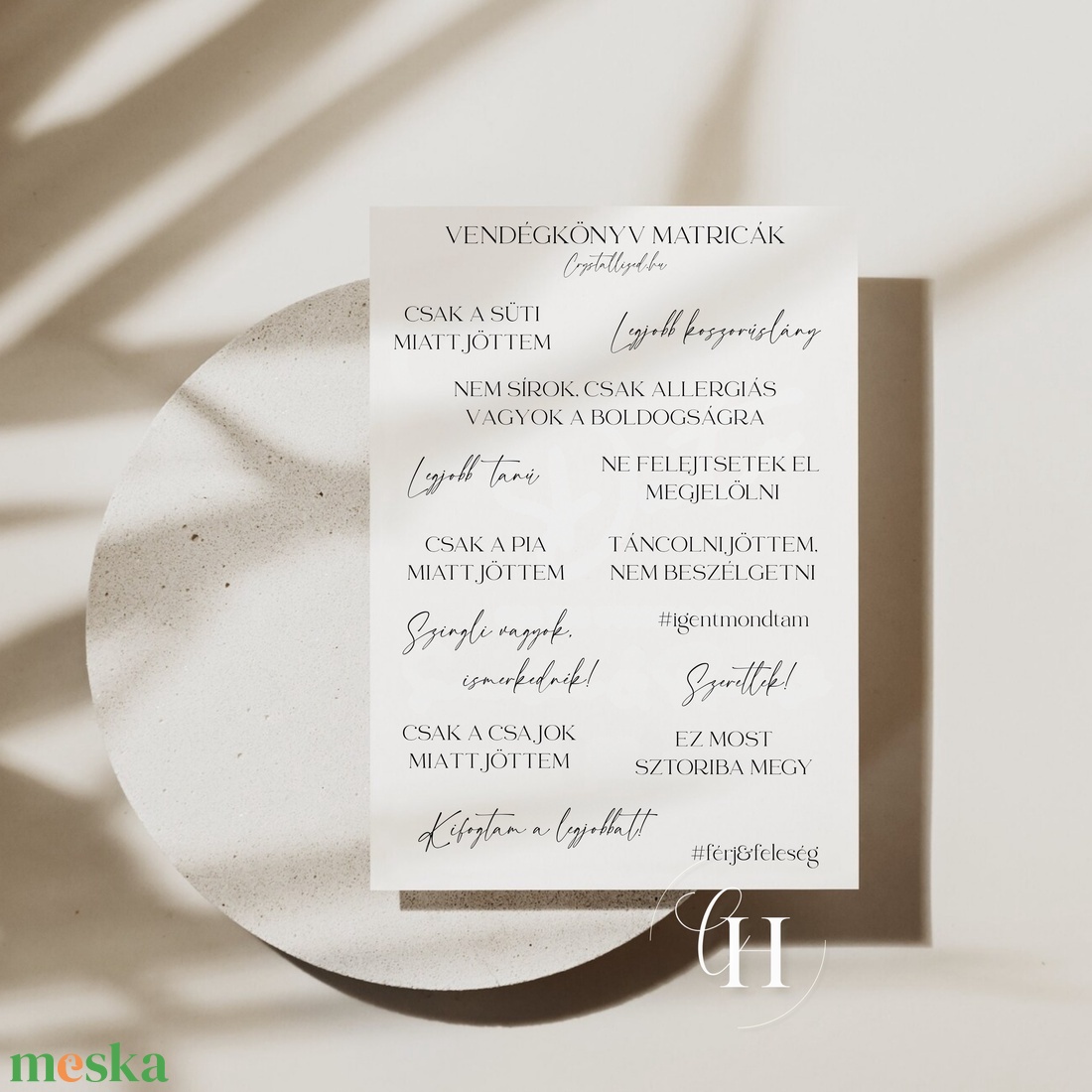 Esküvői vendégkönyv matricaív - 32 darab szerethető üzenet - Minimalista, modern dizájn - esküvő - emlék & ajándék - vendégkönyv - Meska.hu