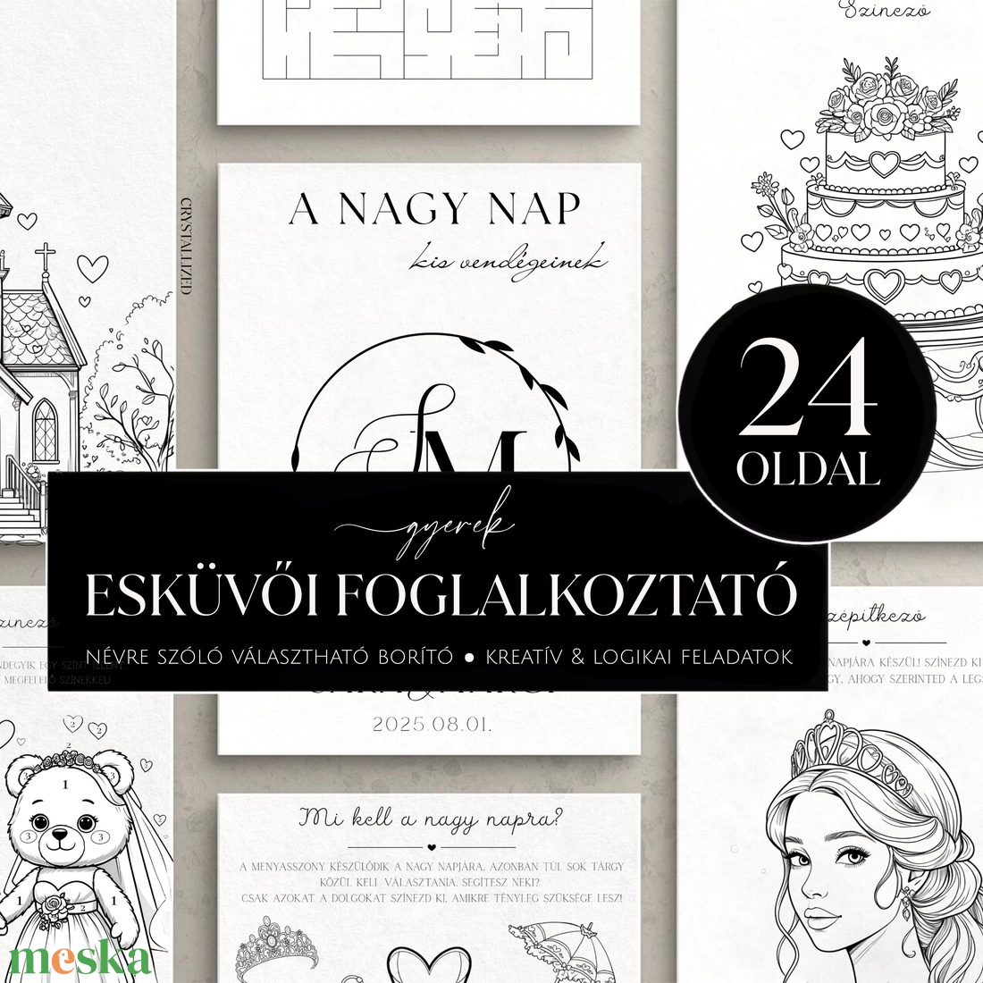 A NAGY NAP KIS VENDÉGEINEK - Esküvői foglalkoztató füzet gyerekeknek - Személyre szabott, 24 oldalas nyomtatható PDF  - esküvő - emlék & ajándék - köszönőajándék - Meska.hu A NAGY NAP KIS VENDÉGEINEK - Esküvői foglalkoztató füzet gyerekeknek - Személyre szabott, 24 oldalas nyomtatható PDF  - esküvő - emlék & ajándék - köszönőajándék - Meska.hu