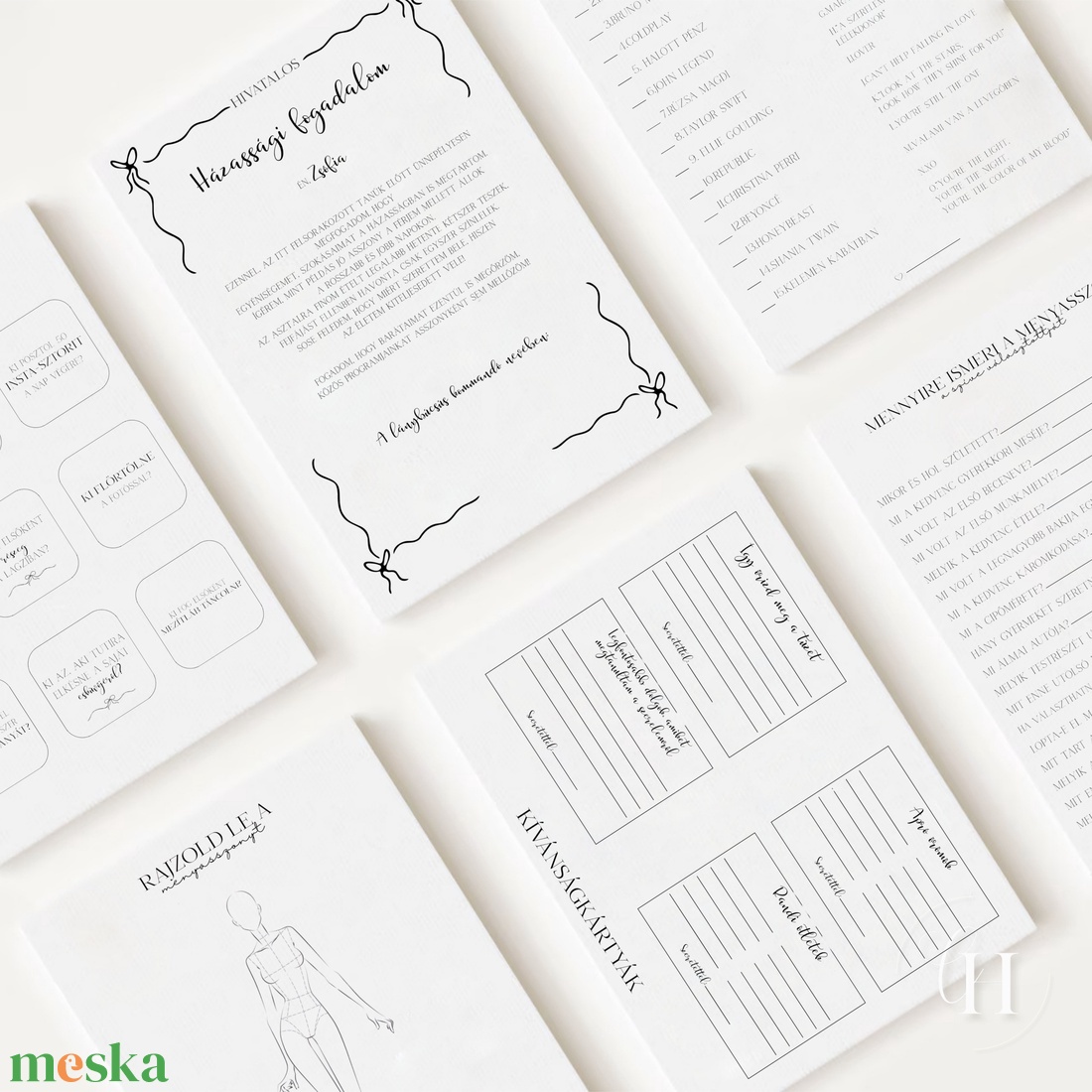 Lánybúcsú feladatgyűjtemény - ULTIMATE FULLPACK - 48 oldalas nyomtatható PDF - Személyre szabott, minimalista dizájn - esküvő - lánybúcsú - Meska.hu
