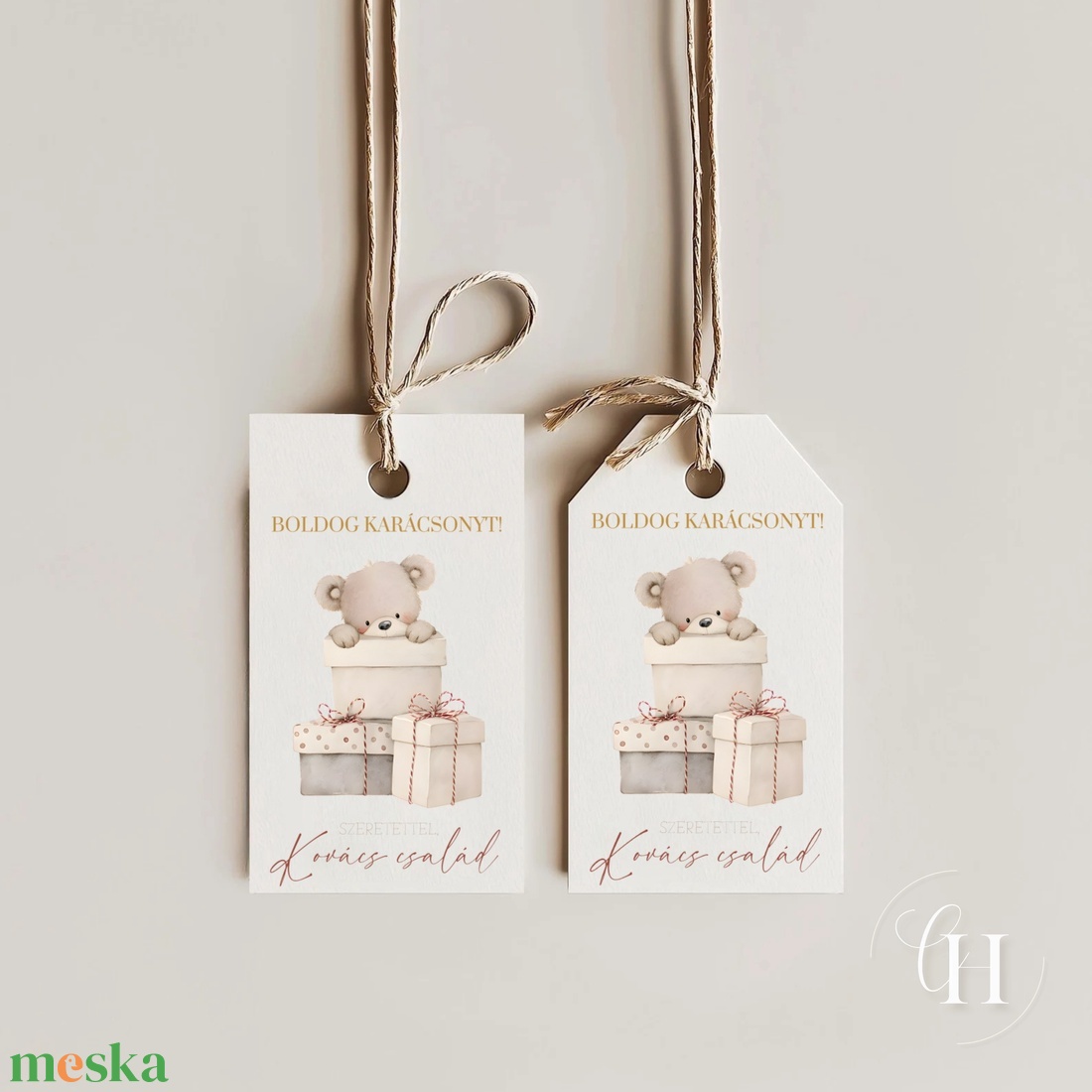 Macis karácsonyi ajándékkísérő kártya - 8 darab ajándékátadó címke - Személyre szabott, ünnepi dizájn - Nyomtatható PDF - karácsony - karácsonyi ajándékozás - karácsonyi képeslap, üdvözlőlap, ajándékkísérő - Meska.hu