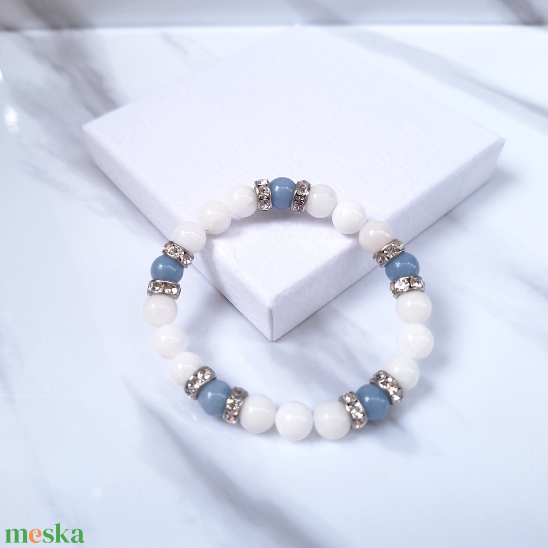 Tejkvarc-angelit ásvány karkötő - ékszer - karkötő - ásványkarkötő - Meska.hu