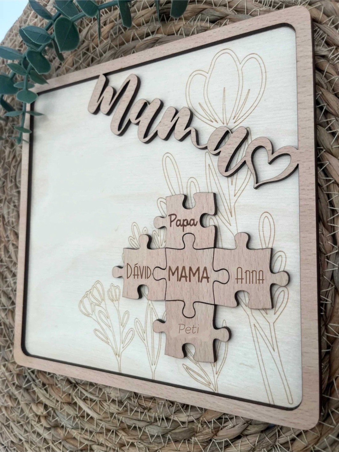 Anyák napi megszemélyesített puzzle fa ajándéktábla  - esküvő - emlék & ajándék - szülőköszöntő ajándék - Meska.hu