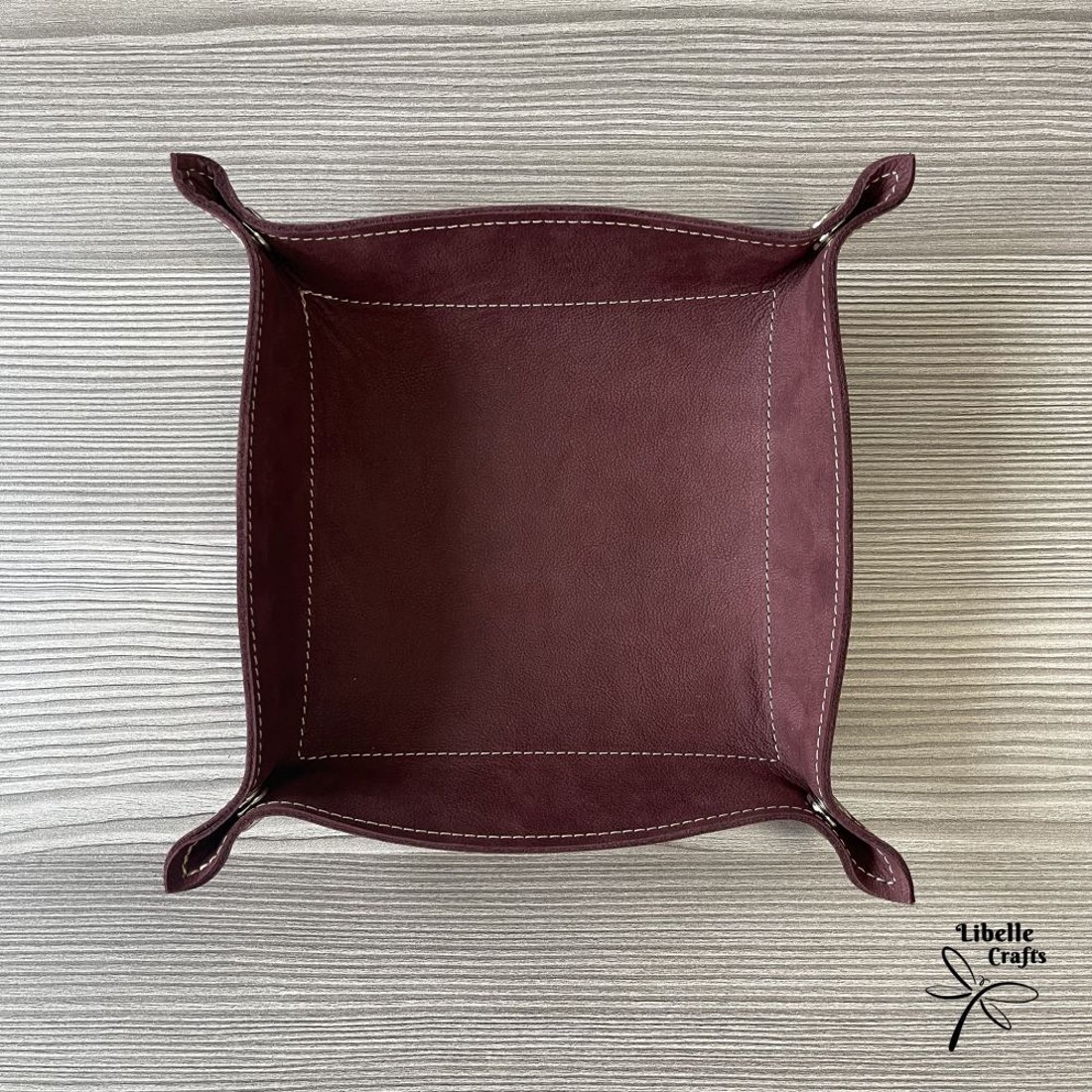 Színes bőr tálca - bordó -  - Meska.hu