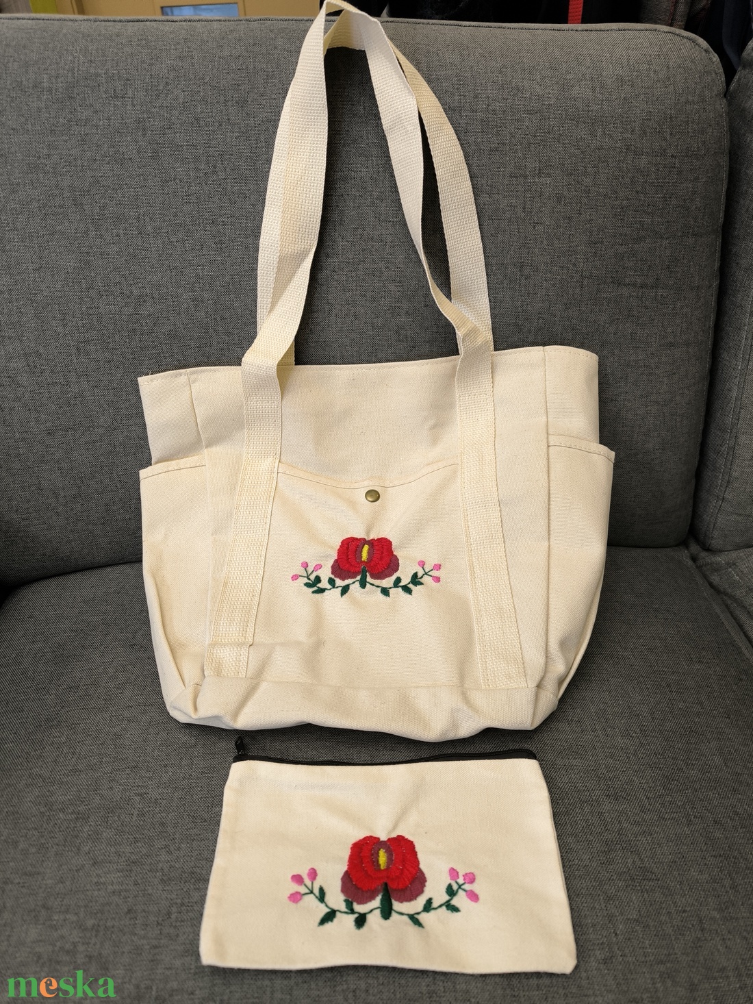 K�zzel hîmzett vállt�ska �s kozmetikai táska szett - táska & tok - kézitáska & válltáska - kézitáska - Meska.hu