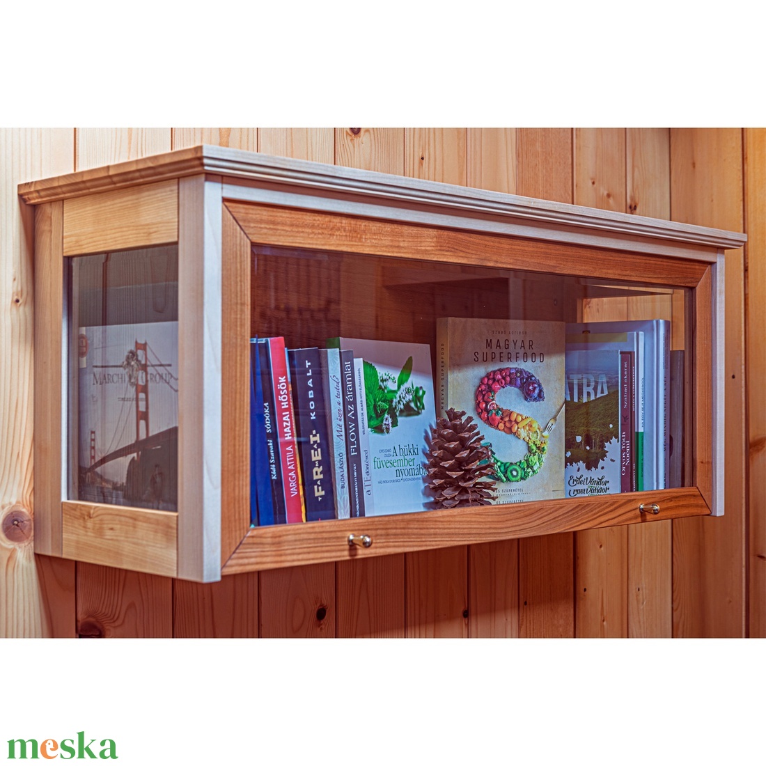 Juharfa üveges könyvszekrény - otthon & életmód - bútor - szekrény - Meska.hu