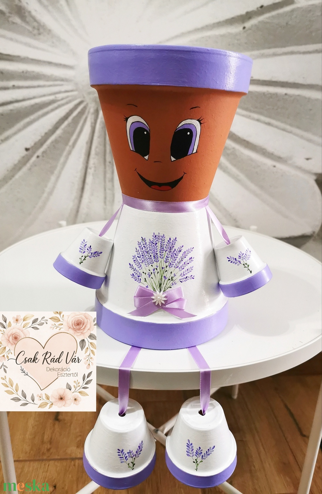 Levendulás cserépbaba - otthon & életmód - dekoráció - virágdísz és tartó - cserép & kaspó - Meska.hu