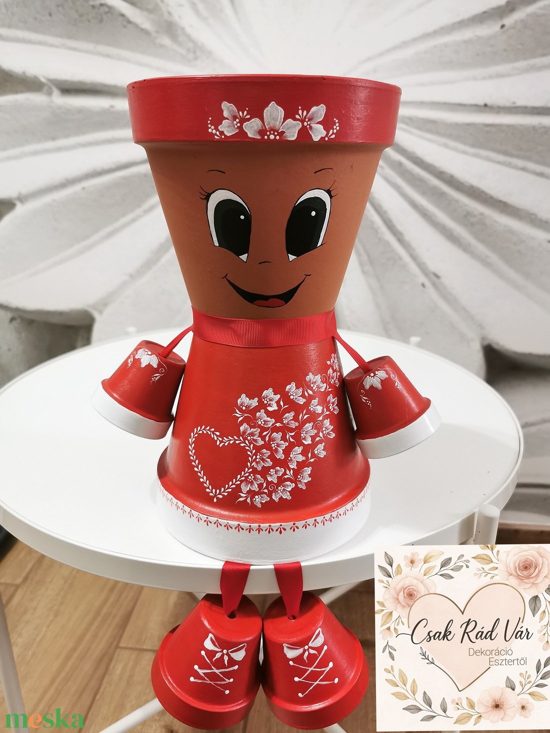 Szív cserépbaba  - otthon & életmód - dekoráció - virágdísz és tartó - cserép & kaspó - Meska.hu
