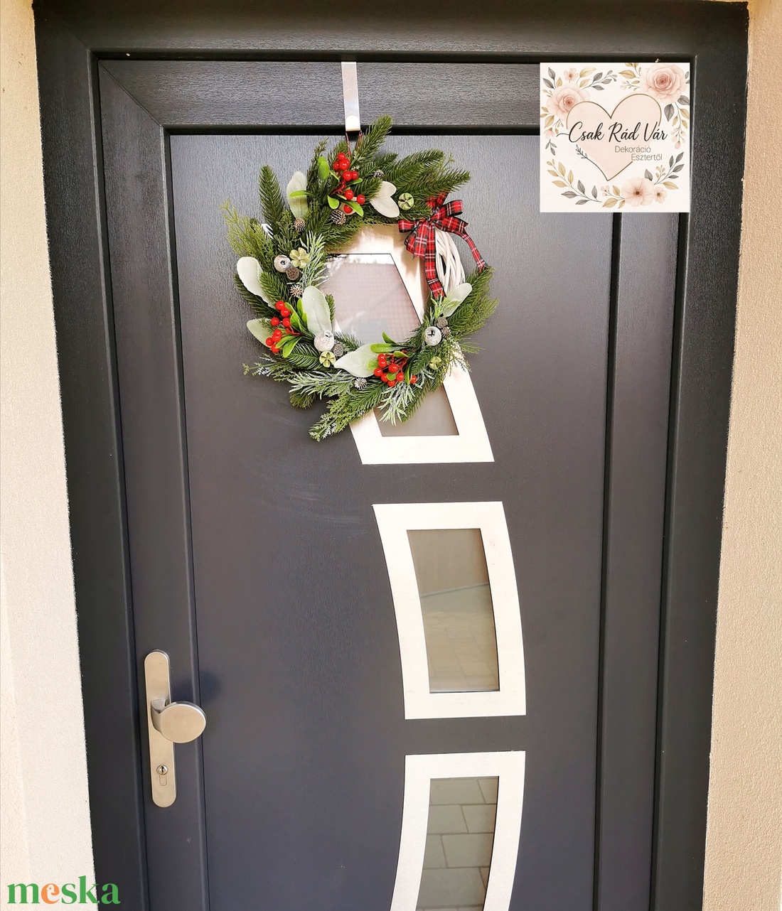 Karácsonyi/téli ajtódísz - kopogtató  - otthon & életmód - dekoráció - virágdísz és tartó - koszorú - Meska.hu