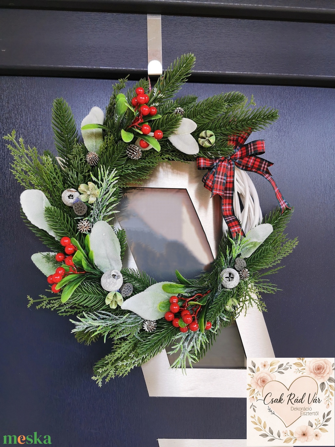 Karácsonyi/téli ajtódísz - kopogtató  - otthon & életmód - dekoráció - virágdísz és tartó - koszorú - Meska.hu