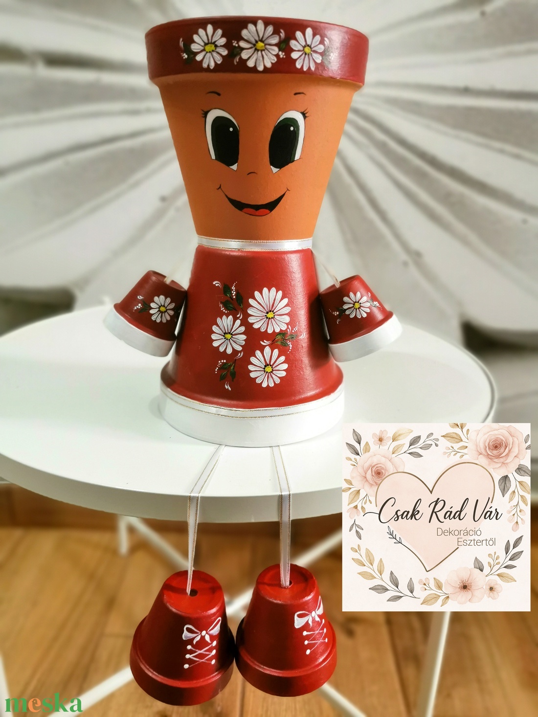 Virágos cserépbaba  - otthon & életmód - dekoráció - virágdísz és tartó - cserép & kaspó - Meska.hu