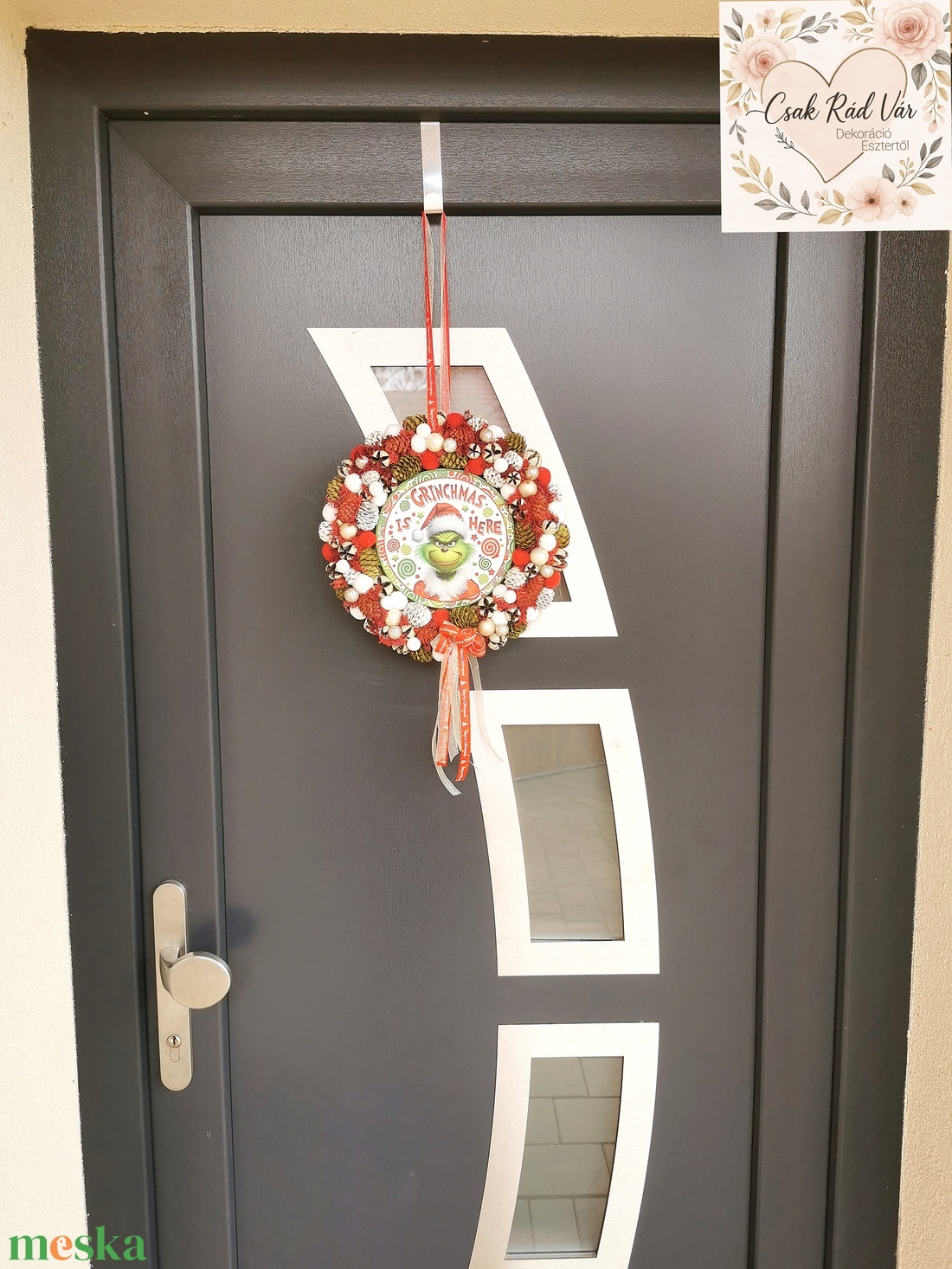 Grincs kopogtató-ajtódísz  - karácsony - karácsonyi lakásdekoráció - karácsonyi ajtódíszek - Meska.hu