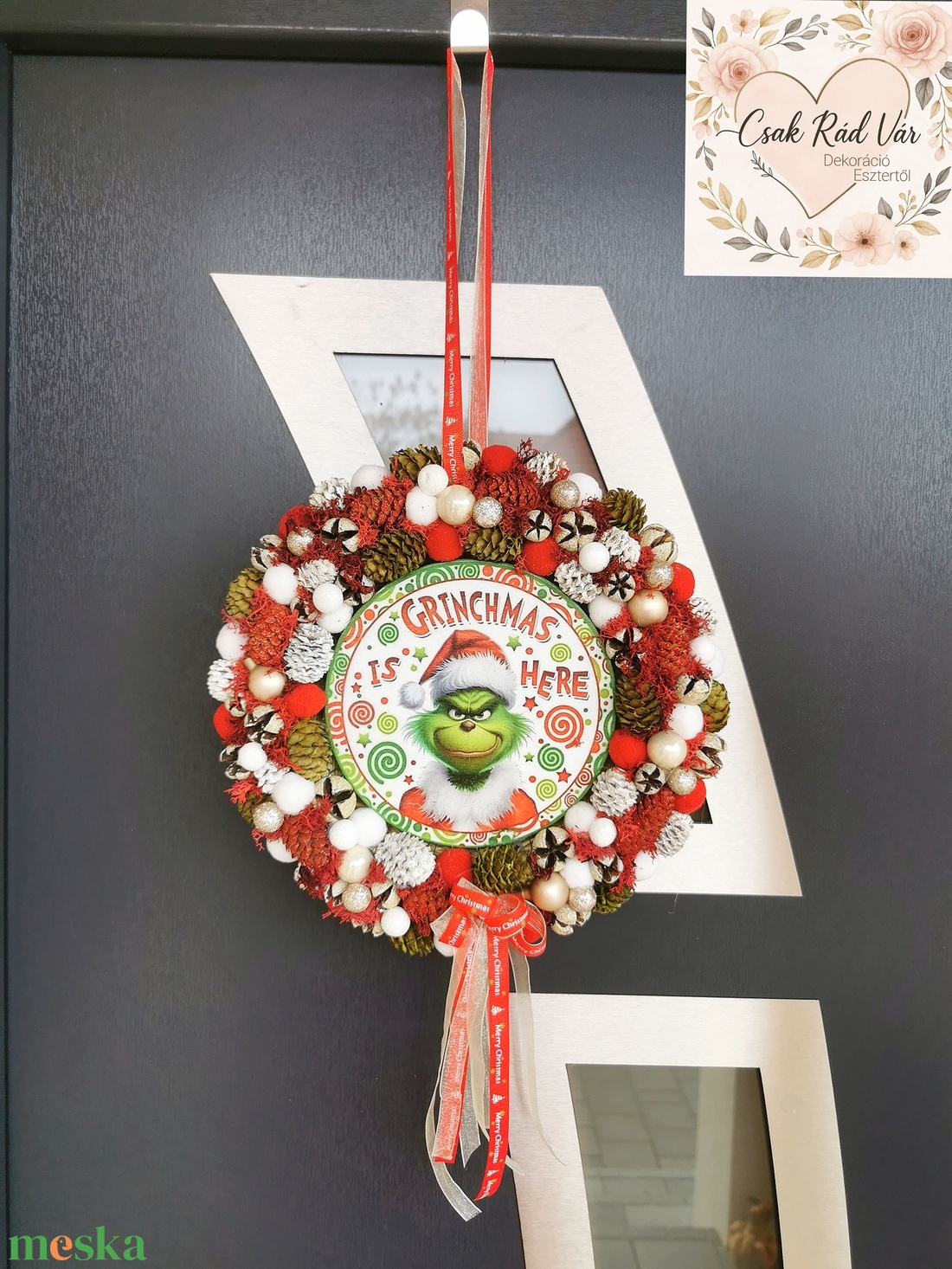 Grincs kopogtató-ajtódísz  - karácsony - karácsonyi lakásdekoráció - karácsonyi ajtódíszek - Meska.hu