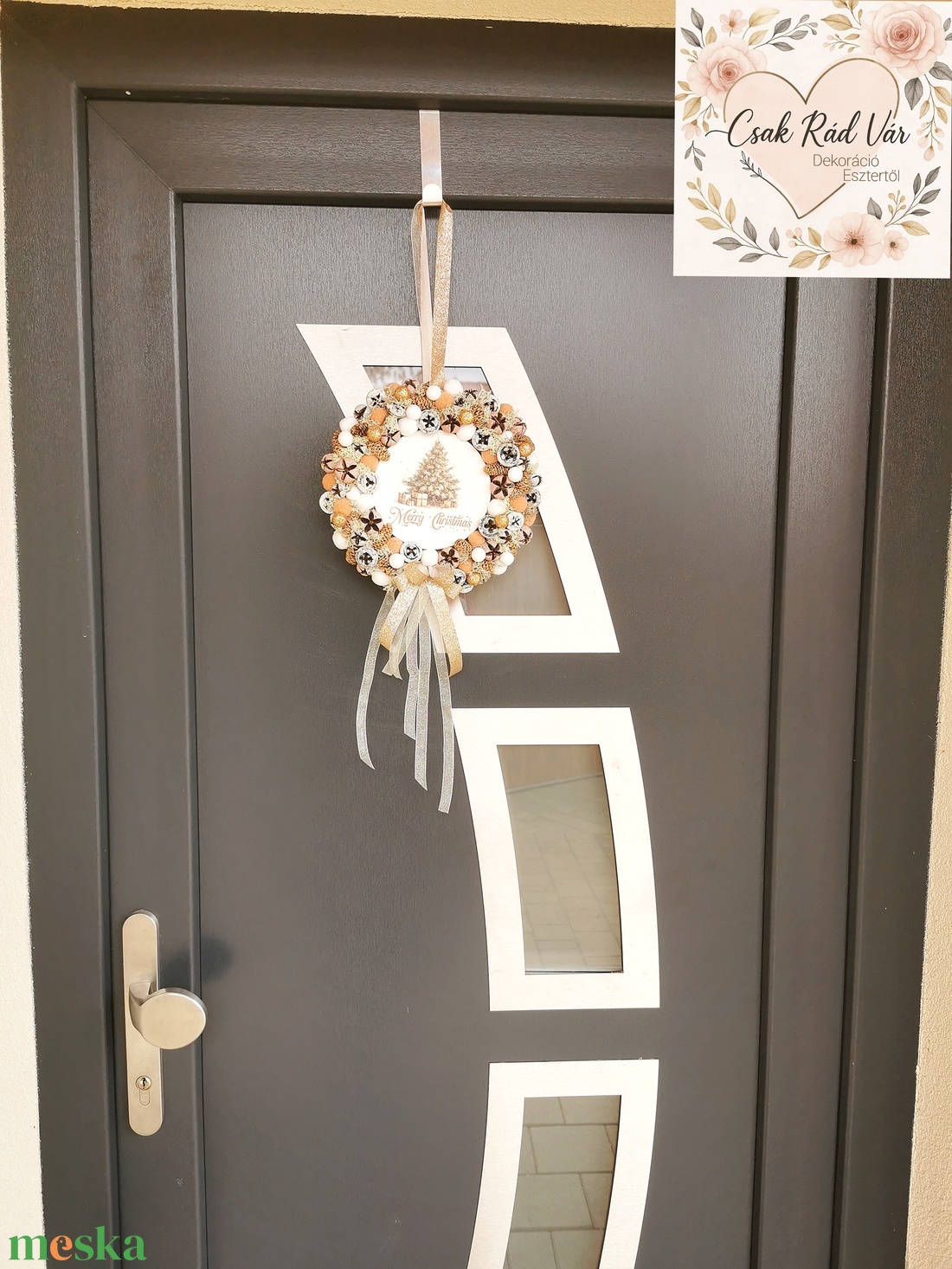 Csillogó ajtódísz-kopogtató  - karácsony - karácsonyi lakásdekoráció - karácsonyi ajtódíszek - Meska.hu