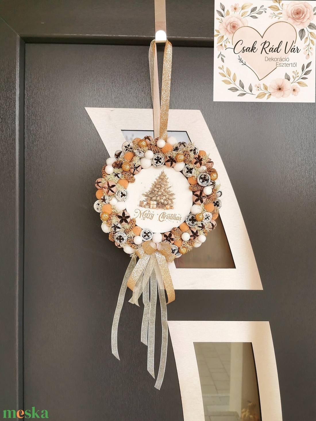 Csillogó ajtódísz-kopogtató  - karácsony - karácsonyi lakásdekoráció - karácsonyi ajtódíszek - Meska.hu