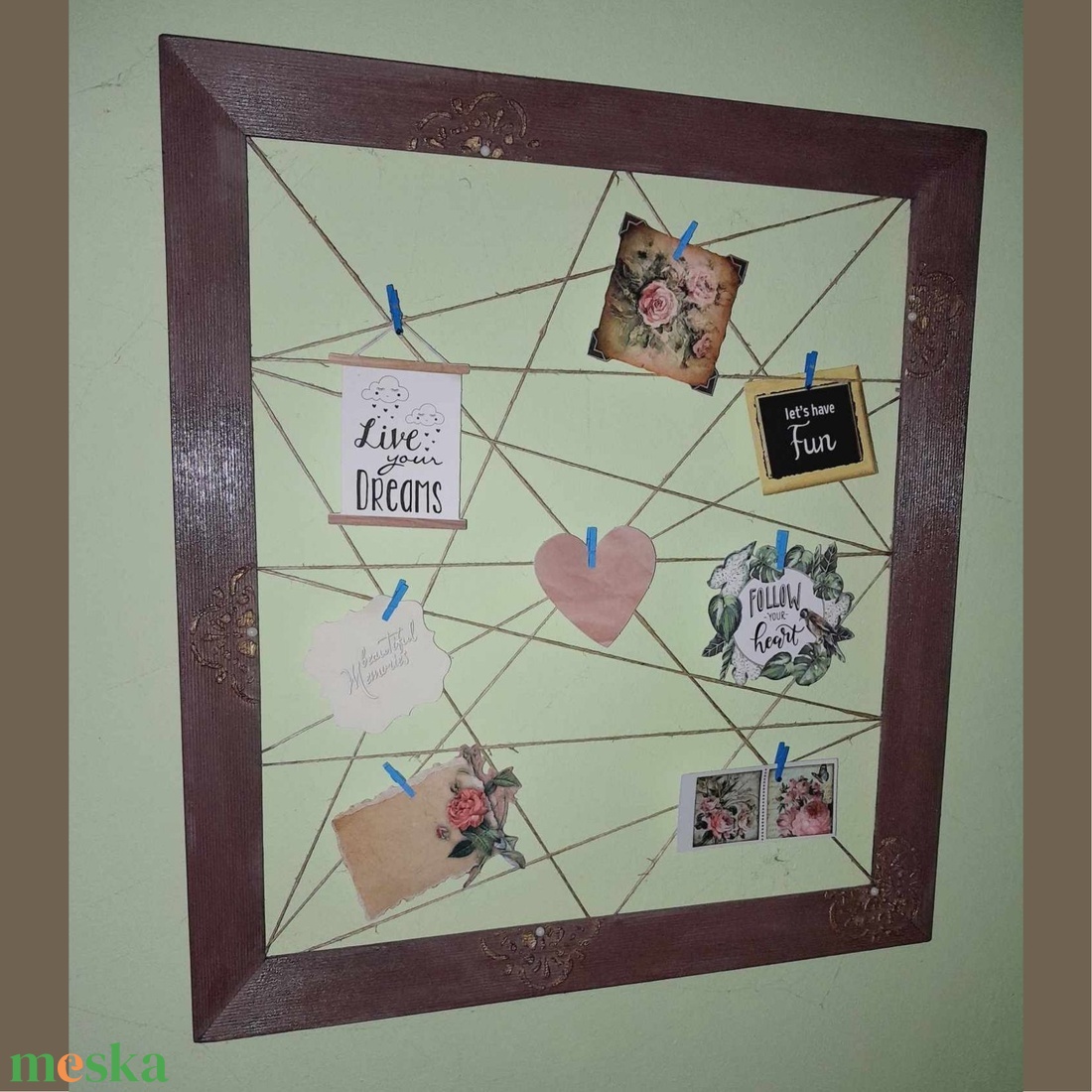 Többfunkciós, mandalás tábla (családi képkeret, álomtábla, vision board) ajándék digitális mantragyűjteménnyel - otthon & életmód - dekoráció - kép & falikép - képkeret - Meska.hu