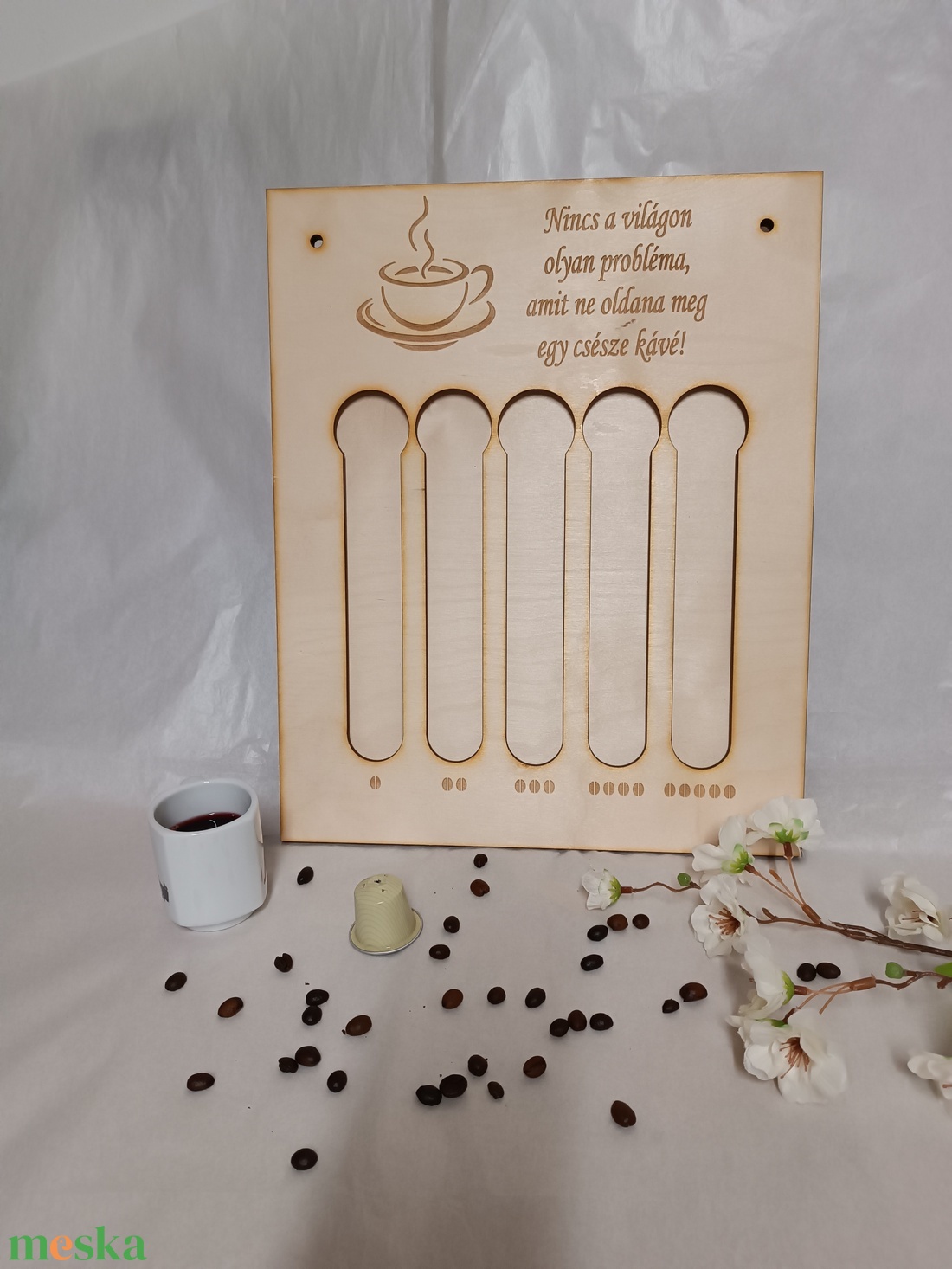 Fali kávékapszula tartó egyedi szöveggel - otthon & lakás - konyhafelszerelés, tálalás - konyhai tárolás - tea & kávé tárolás - Meska.hu