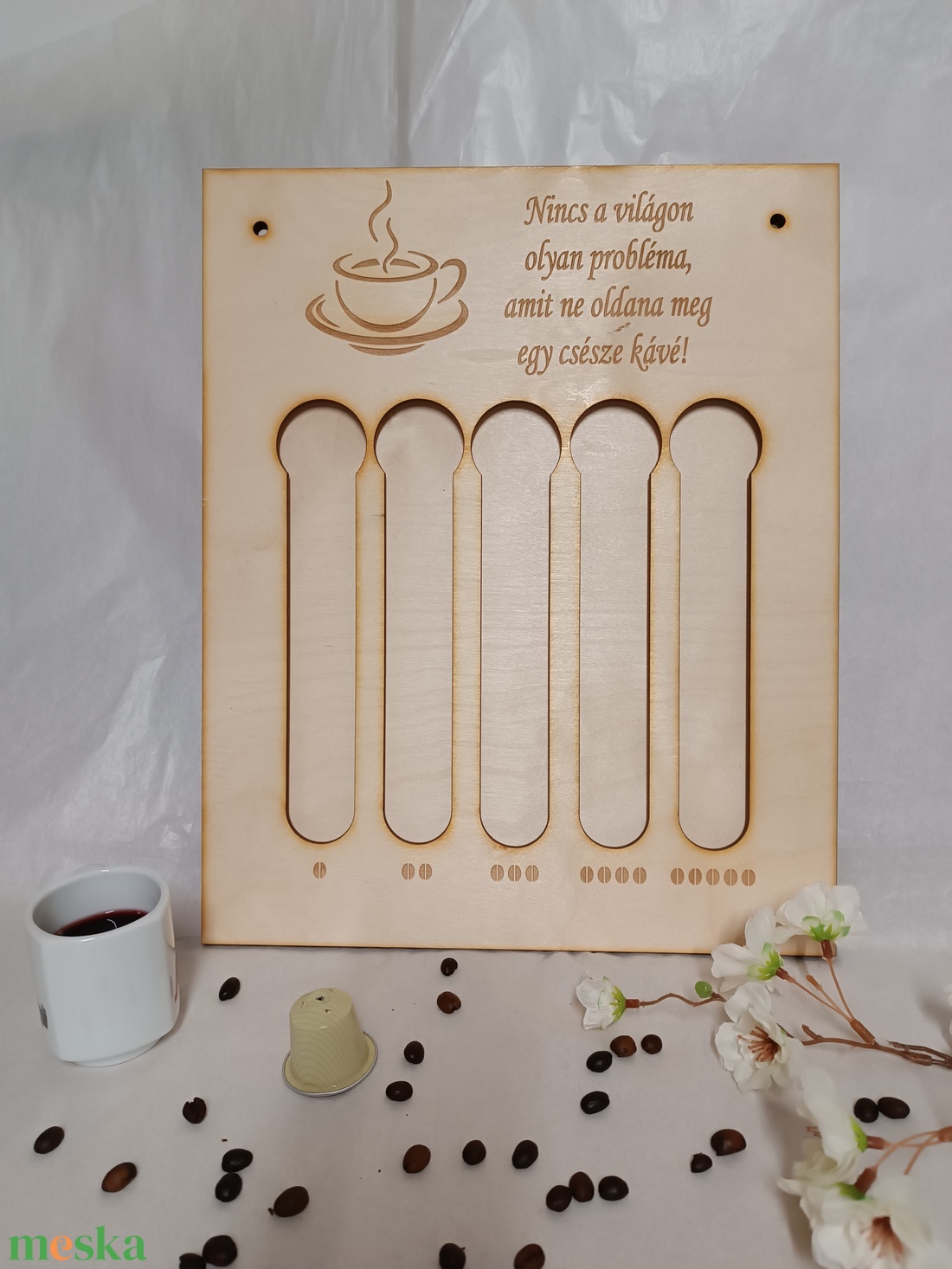 Fali kávékapszula tartó egyedi szöveggel - otthon & életmód - konyhafelszerelés, tálalás - konyhai tárolás - tea & kávé tárolás - Meska.hu