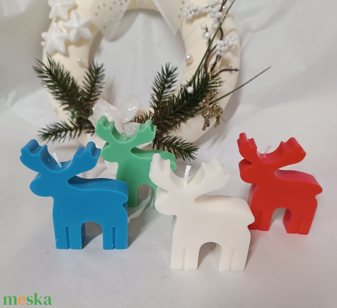 Szarvas szójagyertya több színben - karácsony - karácsonyi lakásdekoráció - karácsonyi illatgyertya, mécses - Meska.hu